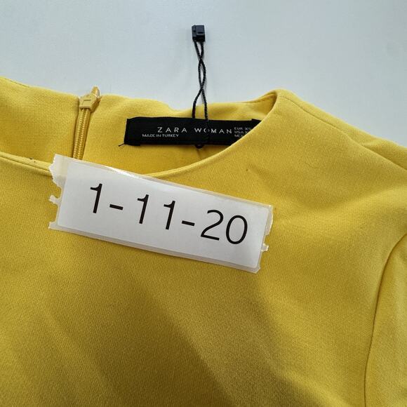 Zara Woman Dress Womens Extra Small Yellow Bell Sleeve Shift Mini - Picture 4 of 9